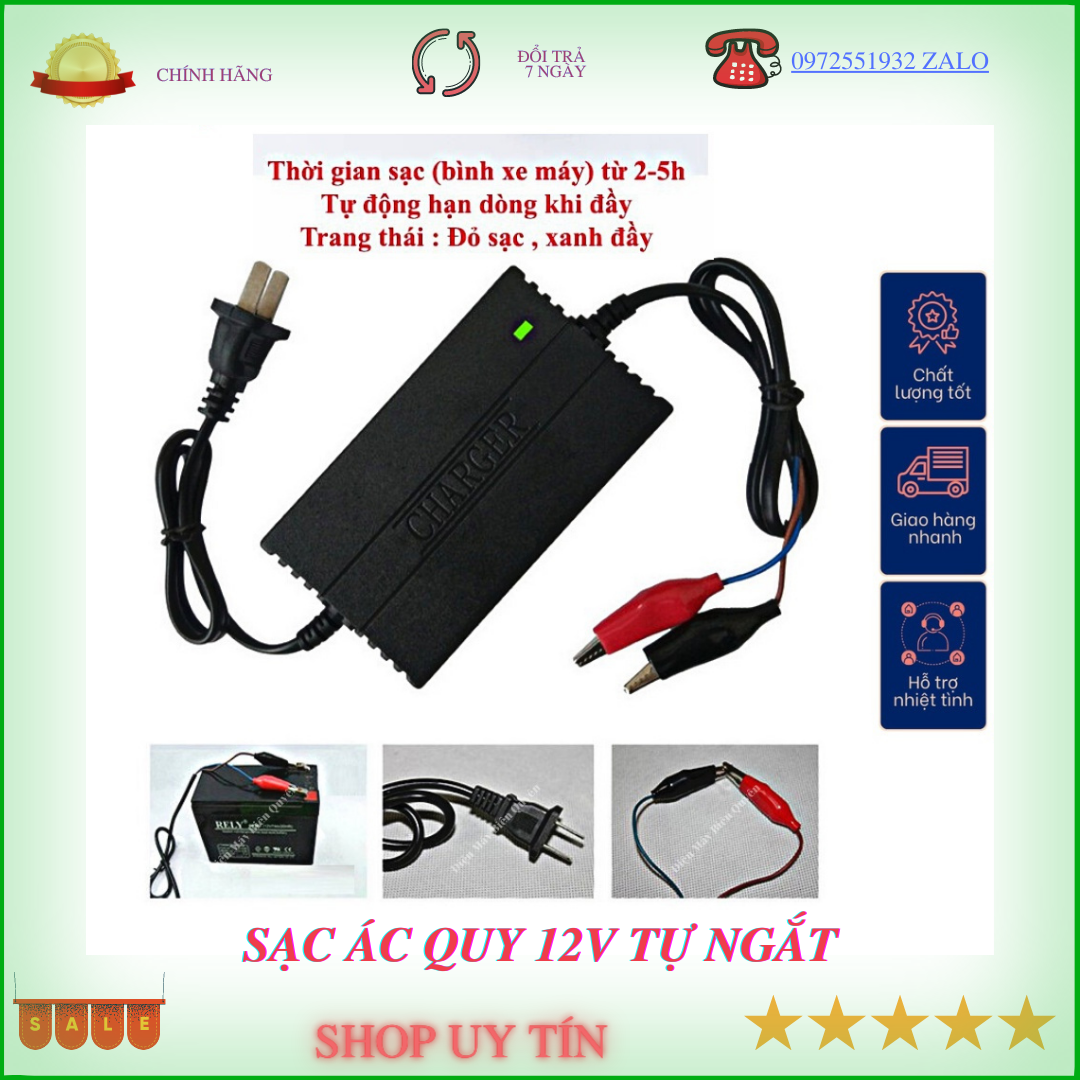 Sạc ac quy 12V tự động ngắt khi đầy