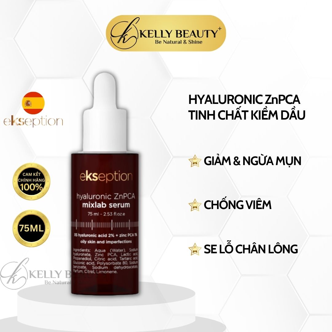 ekseption Hyaluronic ZnPCA mixlab serum - Tinh Chất Kiềm Dầu, Chống Viêm; Giảm Mụn Trứng Cá - Kelly Beauty