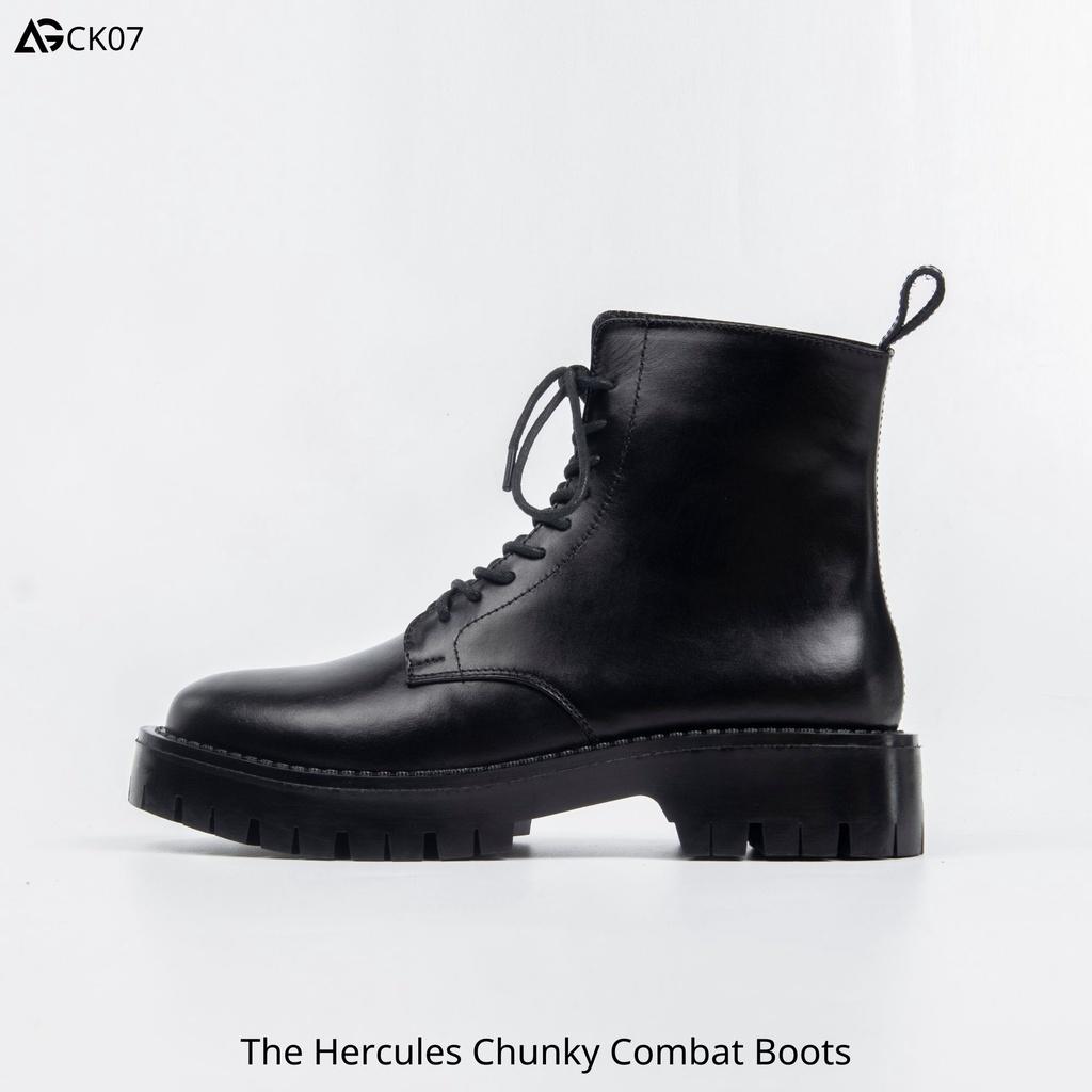 Giày nam da bò nhập khẩu cao cổ The Hercules Chunky Combat boots August CK07 bảo hành 12 tháng