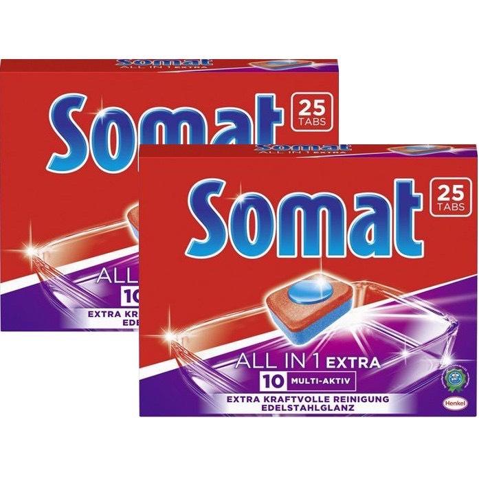 Combo 02 hộp viên rửa Somat All in 1 Extra10 - 25 Viên (dành cho máy rửa chén bát)