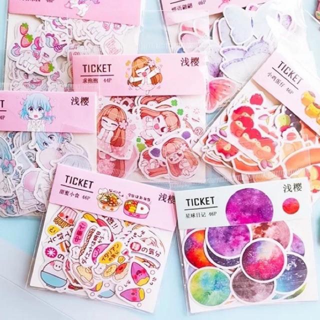 Gói 44 pcs stickers dễ thương nhiều mẫu