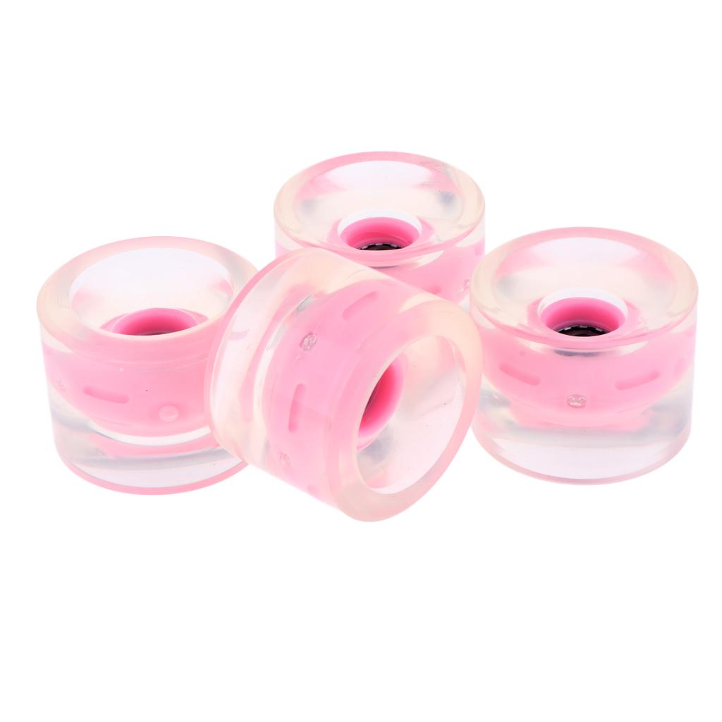 2x4pcs 70mm Light Up Skateboard Longboard Wheels Glow at Night 78A Pink