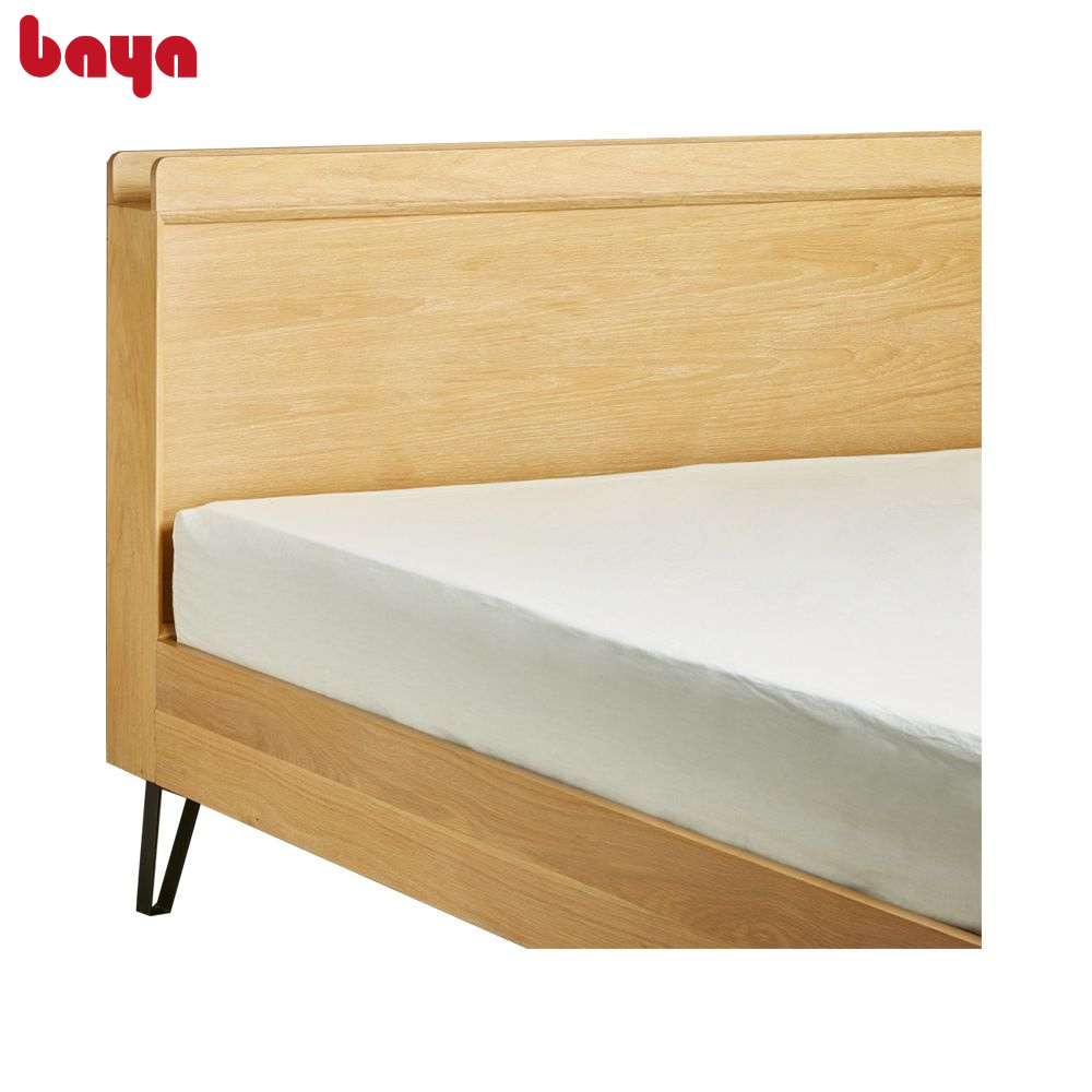 Giường Ngủ Đôi Phong Cách Bắc Âu BAYA CARINE Được Làm Từ Chất Liệu Veneer Sồi, MDF Và Chân Giường Bằng Kim Loại Chắc Chắn