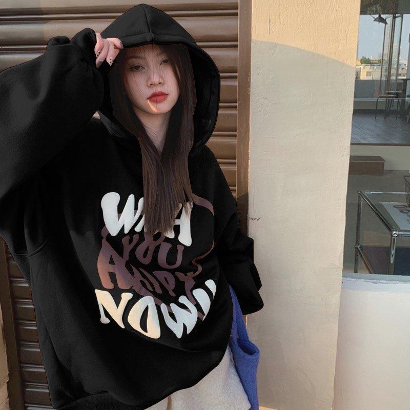 Áo khoac hoodie nỉ bông HAPPY form rộng unisex