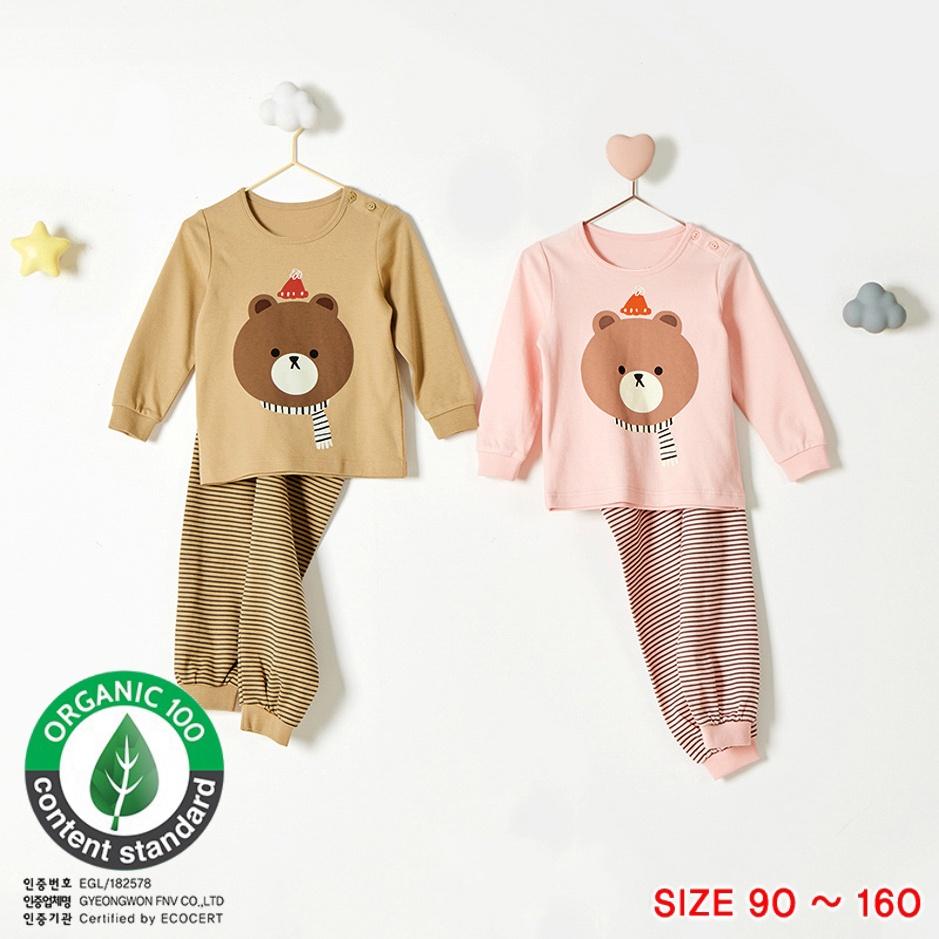 Bộ đồ quần áo dài tay cotton mùa thu đông dáng rộng cho bé gái U1030 - Unifriend Hàn Quốc, Cotton Organic