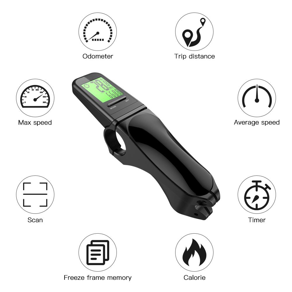 Máy tính xe đạp leo núi Đồng hồ tốc độ tay lái IP65 Màn hình LCD