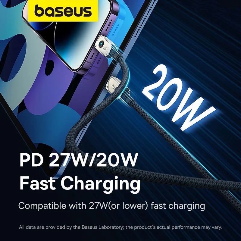 Cáp sạc nhanh, truyền dữ liệu PD 20W, Ba-se-us Unbreakable Series Fast Charging Cable Type C to Lai-nin PD 20W - Hàng chính hãng