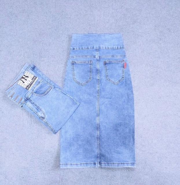 Chân váy jeans nữ lưng cao tôn dáng