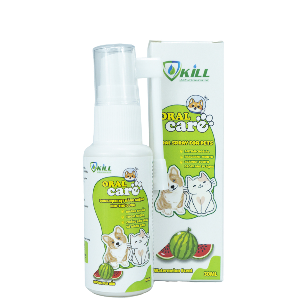 xịt thơm miệng chó mèo Vkill 30ml hương dưa hấu ngọt ngào - an toàn lành tính hiệu quả tức thì