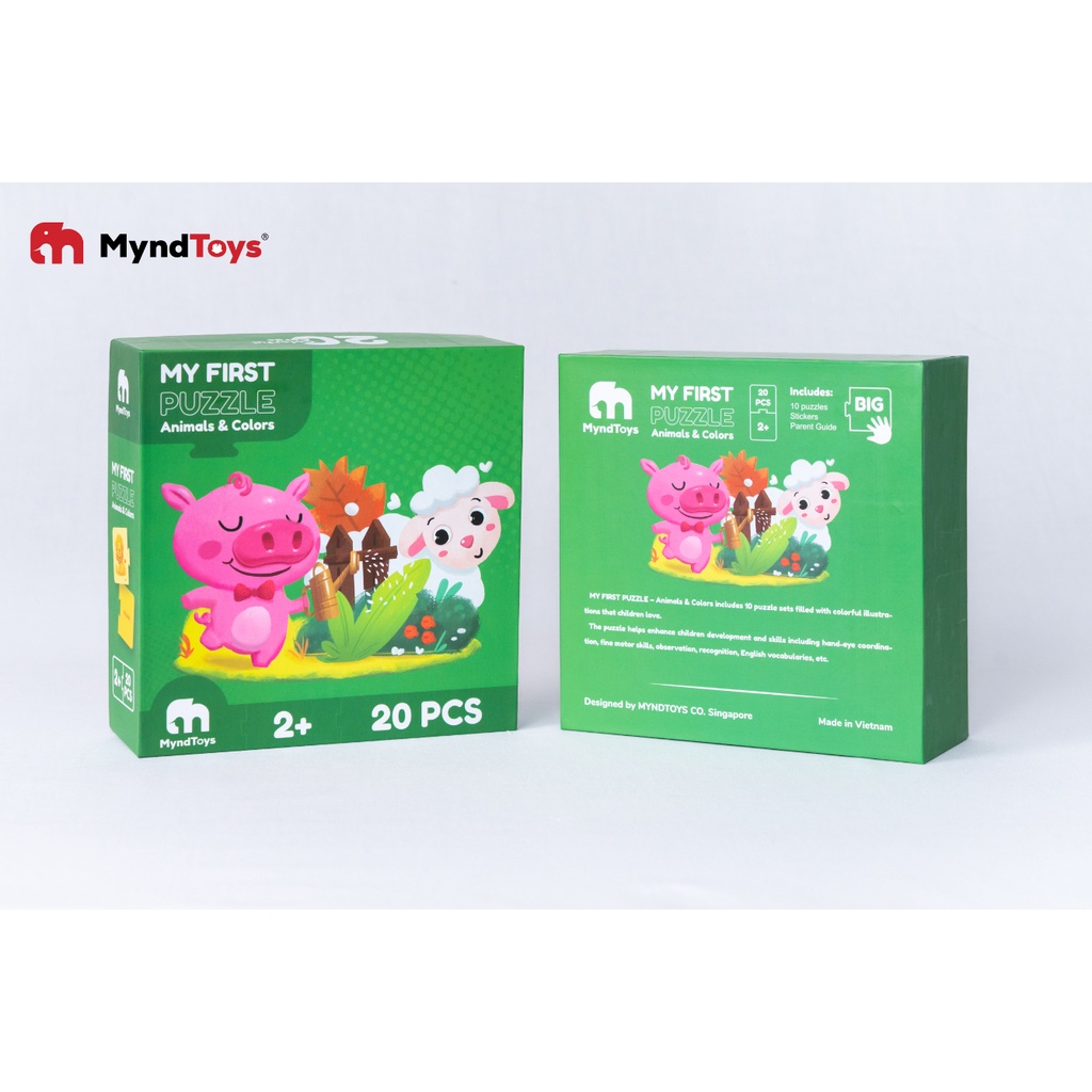 Đồ Chơi Xếp Hình MyndToys My First Puzzle - Animals and Colors (Chủ Đề Động Vật) Dành Cho Các Bé Trên 2 Tuổi