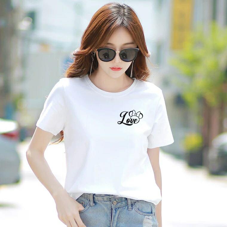 Áo thun nữ MXM cổ tròn form rộng in chữ Love thun cotton 4 chiều từ 45-60kg