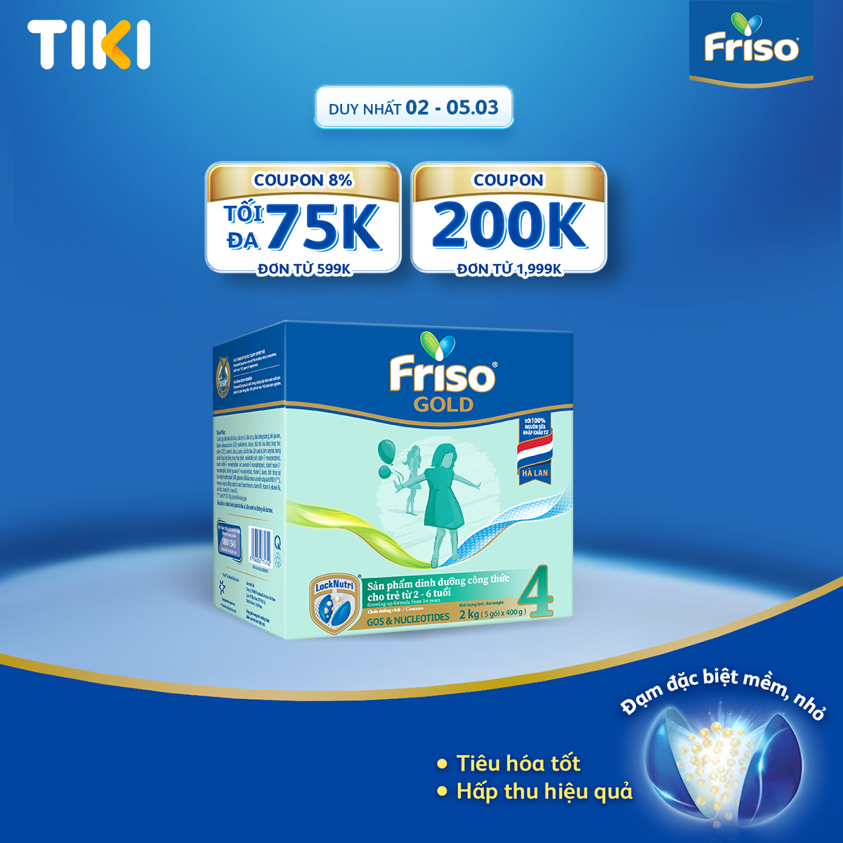 Hộp giấy 2 Kg Friso Gold 4 2-6 tuổi