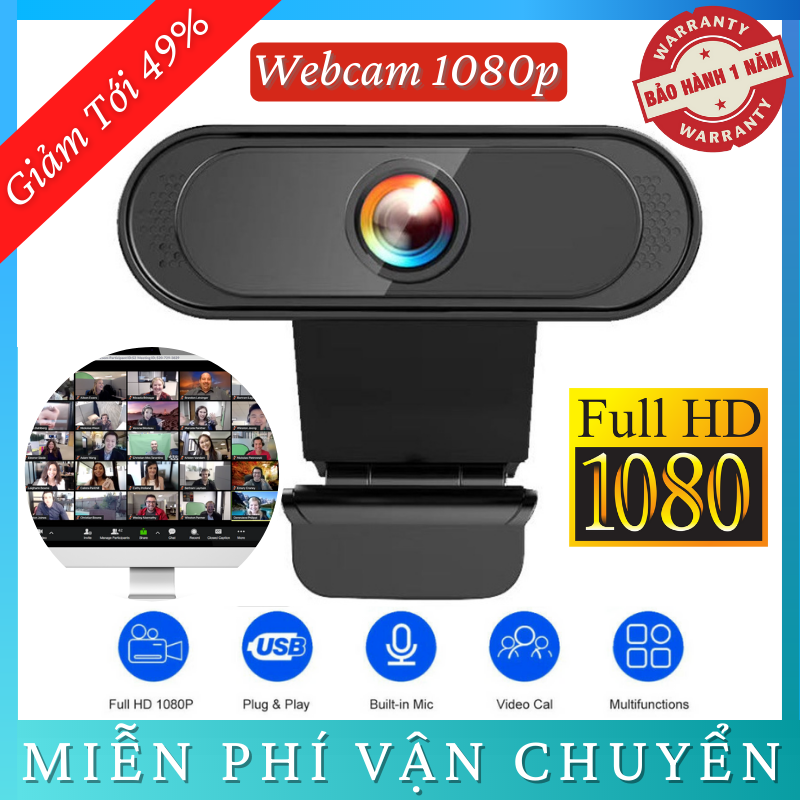 Webcam Máy Tính Có Mic Độ Phân Giải 2.0 Mpx Chuẩn 1080 Pixel Siêu Nét Dành Cho Laptop PC