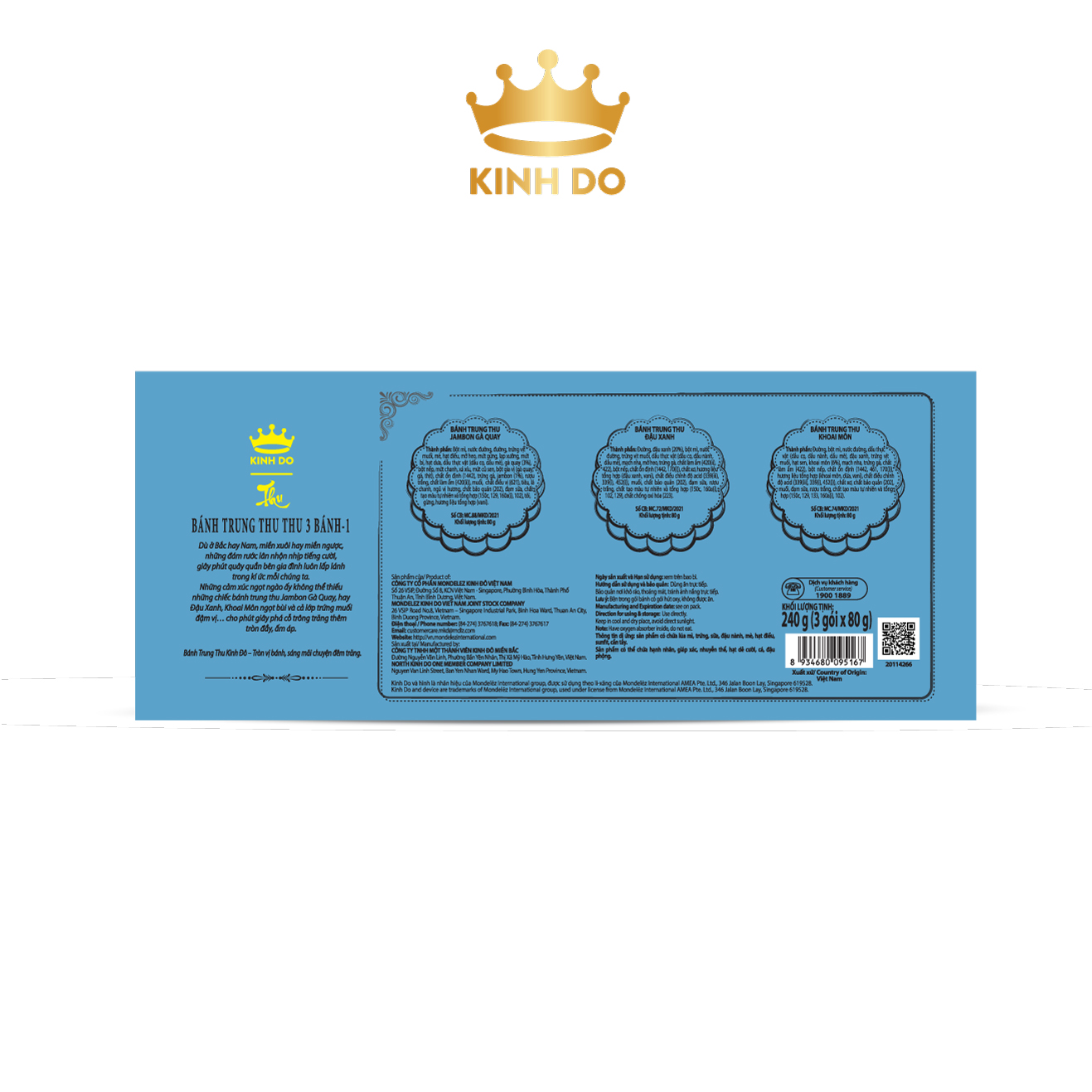 Hộp bánh trung thu Kinh Đô - Bánh trung thu Mini 3 bánh