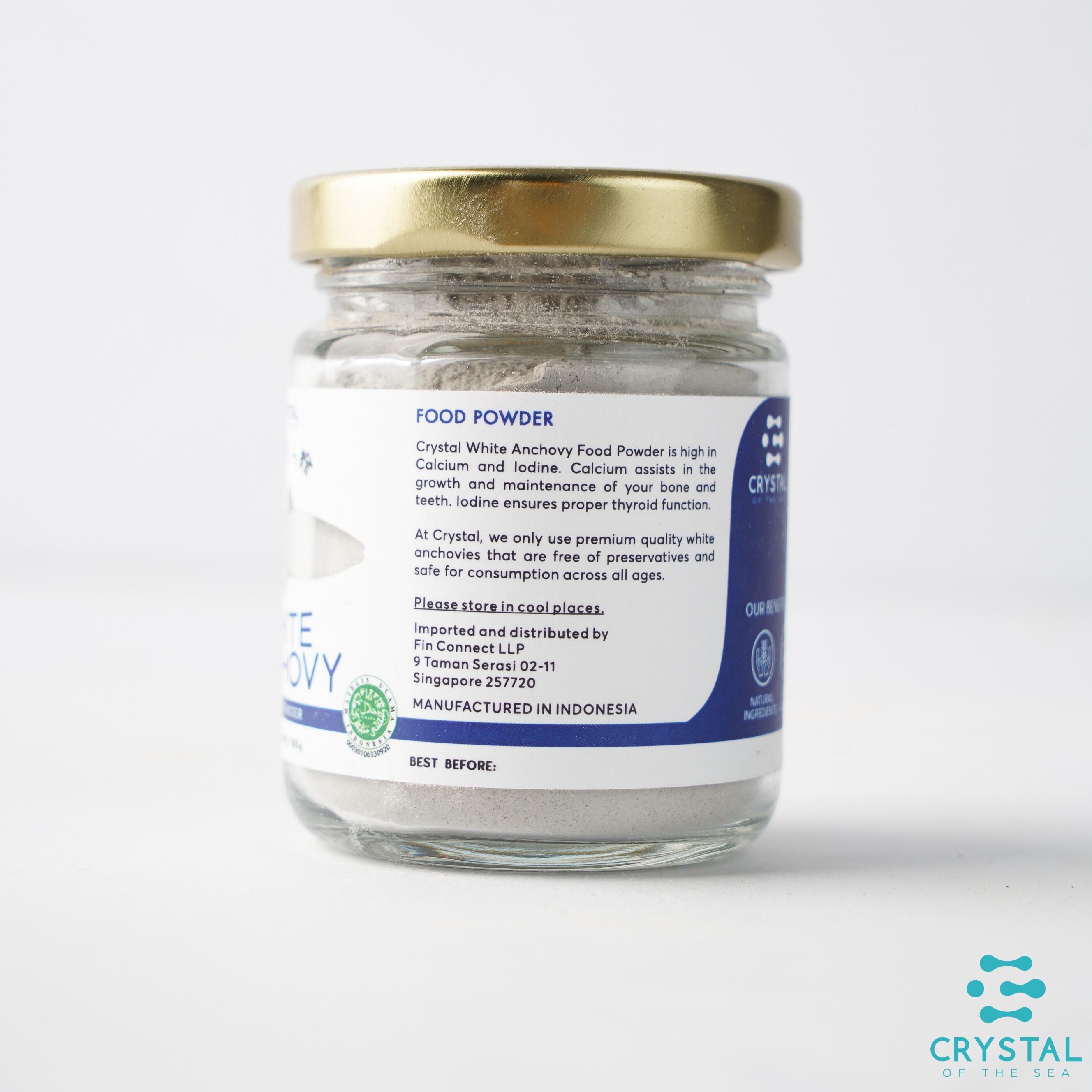 Bột nêm Cá Cơm Trắng - CrystalSea, Chứng nhận SFA, hàm lượng Omega-3 cao, tốt cho sự phát triển của não và xương, phù hợp cho trẻ từ 6 tháng tuổi, phụ nữ mang thai và người già