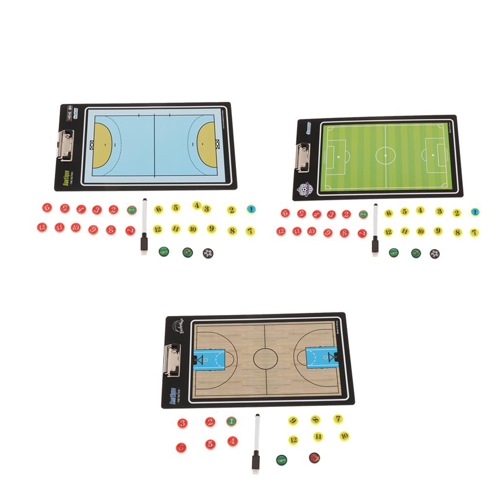 Double Sided Coaching Board Portable Althetic Game Training Strategy Clip Boards Include Marker Pen & Chess