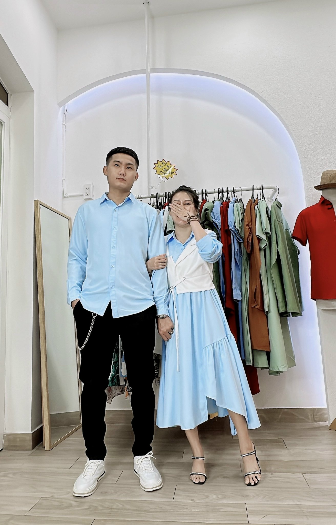 Set đồ đôi nam nữ hình thật giá rẻ Couple Tina - AV014