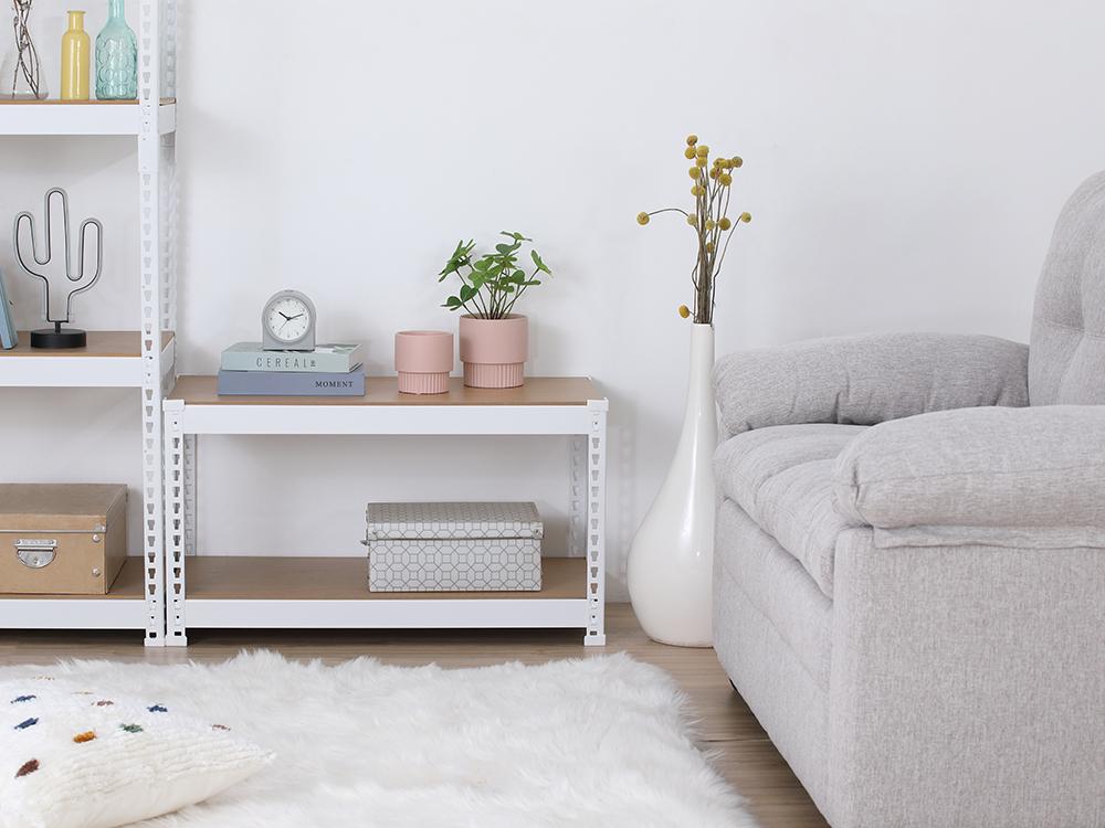 Kệ đa năng 2 tầng có thể tháo lắp SMART SHELF khung thép sơn trắng kết hợp mặt gỗ MDF cao cấp | Index Living Mall - Phân phối độc quyền tại Việt Nam