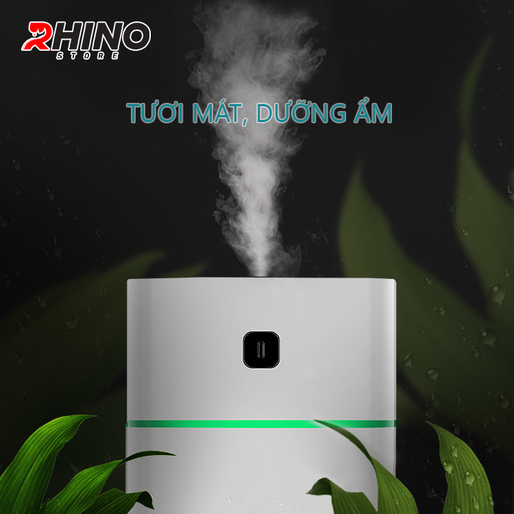 Máy phun sương xông tinh dầu tạo ẩm Rhino H101 dung tích 1000ml, không gây tiếng ồn, tích hợp đèn ngủ RGB nhiều màu, có chế độ tự ngắt - Hàng chính hãng