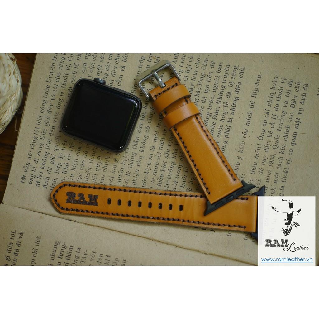 DÂY ĐỒNG HỒ APPLE WATCH DA BÊ VÀNG SÁNG - DA BÊ THẬT - RAM CLASSIC 1988 - RAM LEATHER -
