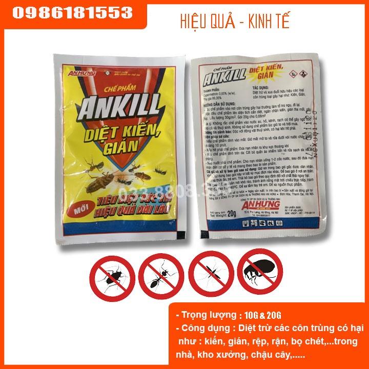 Thuốc Diệt Kiến Gián ANKILL Nhãn Hiệu An Hưng, Hiệu Qủa - Kinh Tế Gói 10g Và 20g