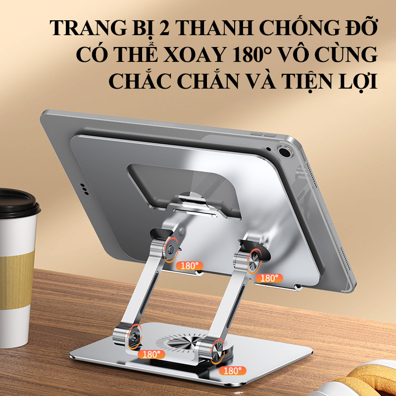 Giá đỡ điện thoại, ipad bằng kim loại cứng cáp có thể xoay 360° phù hợp cho các thiết bị từ 4 đến 12 inch HD00030