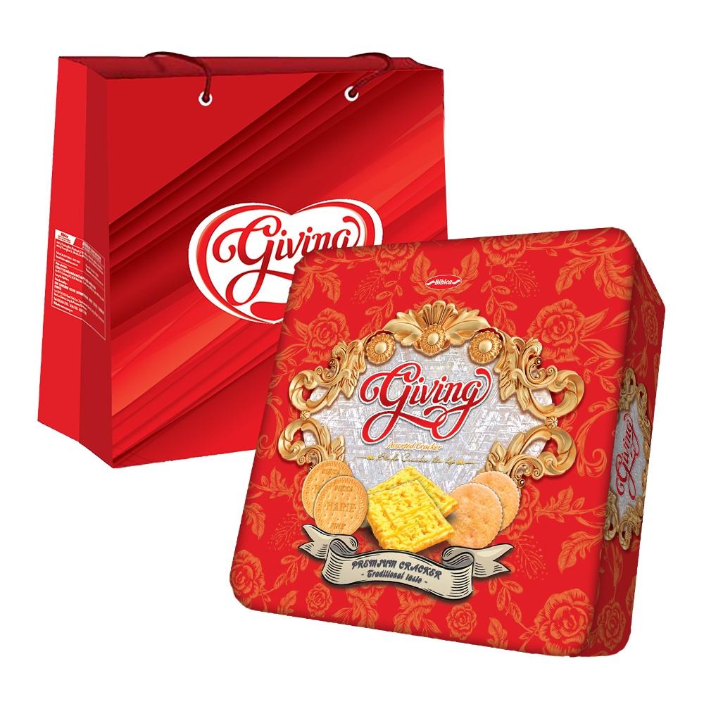Bánh Cracker Giving Hoa Hồng hộp 450g + Túi