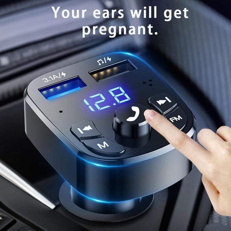 Máy nghe nhạc MP3 đài FM Bluetooth 5.0 kiêm tẩu sạc QC 3.0 cho điện thoại Android/iOS trên xe hơi
