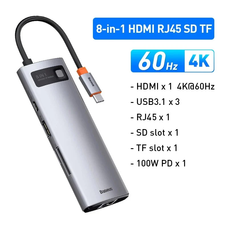 Hub Mở Rộng Đa Năng Baseus StarJoy Type-C HUB Adapter Cho Macbok Laptop Smartphone 4k/60hz - hàng chính hãng