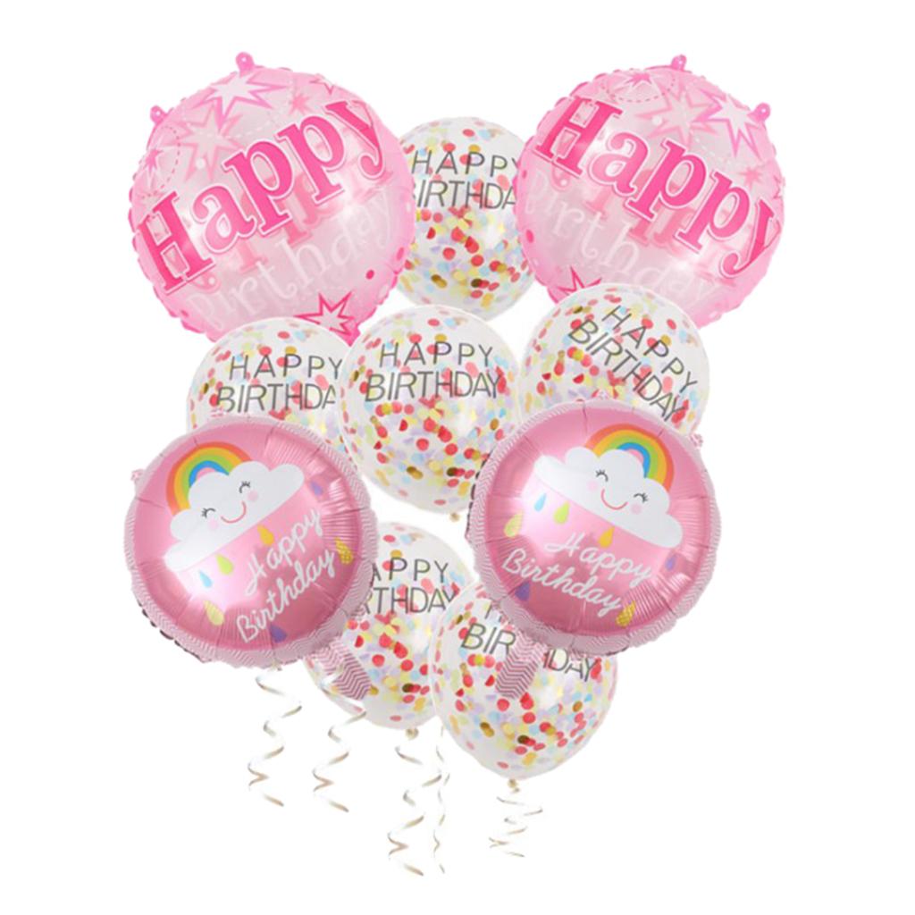 10PCS Confetti Foil Balloon Birthday Balloons Party Wedding Decor Set
