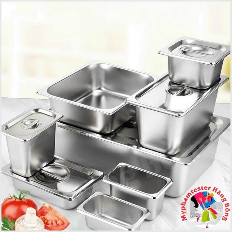 Khay đựng thực phẩm inox , đựng thạch Topping Inox 1/4