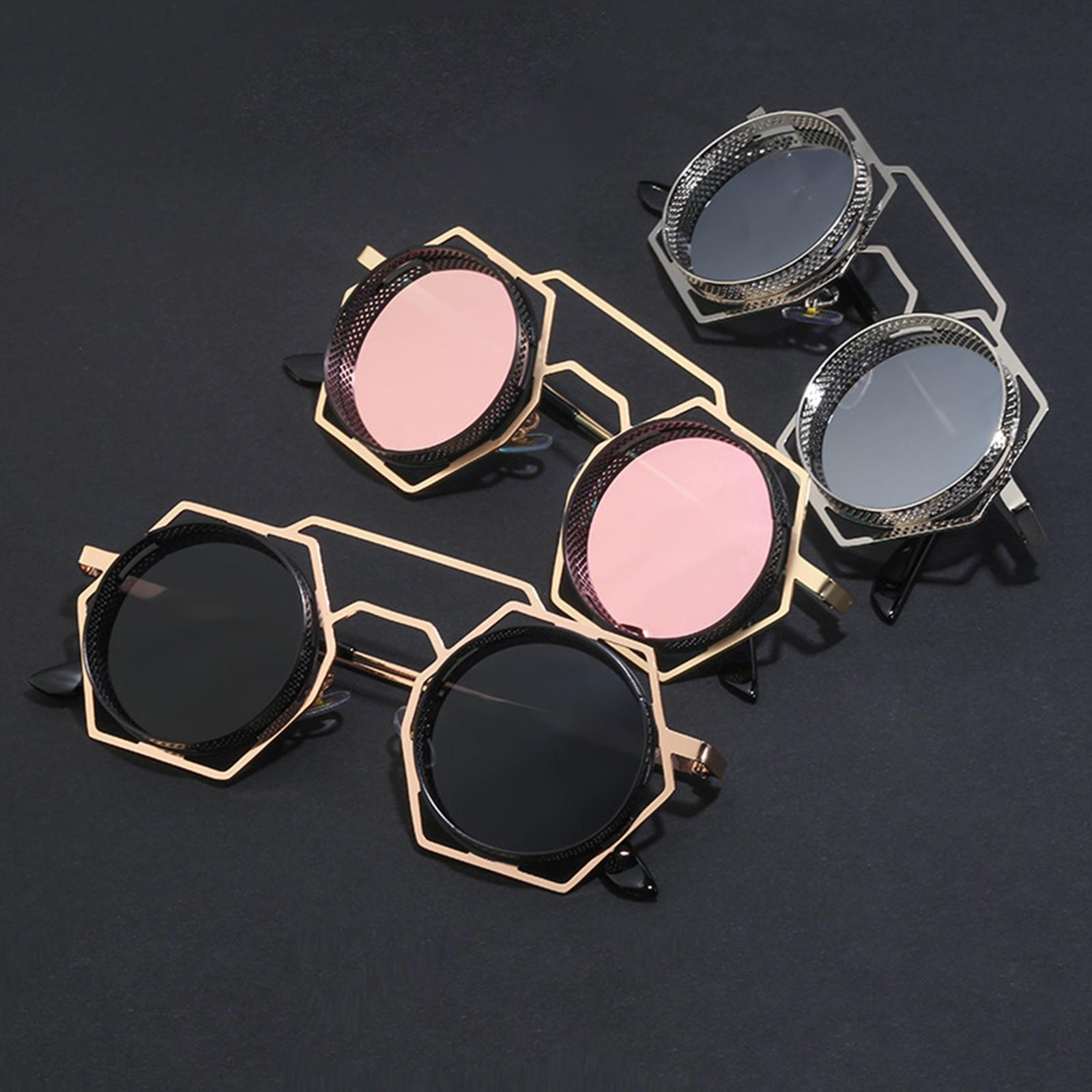 Retro Steampunk Sunglasses Gothic Eyeglasses Circle Glasses for Womens Men Adult