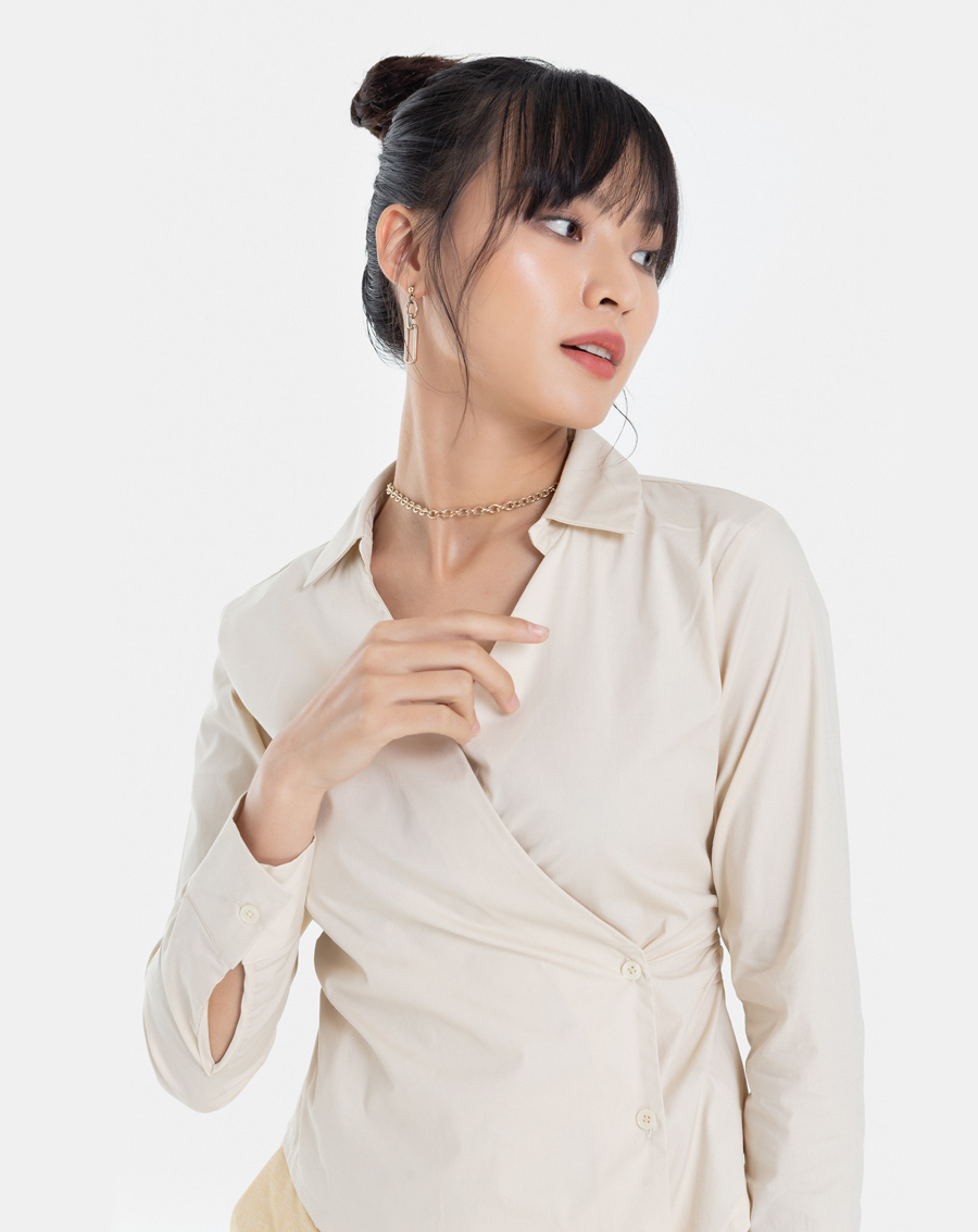 Áo Sơ Mi Thời Trang JUNO Nhúng Vai JNASM002