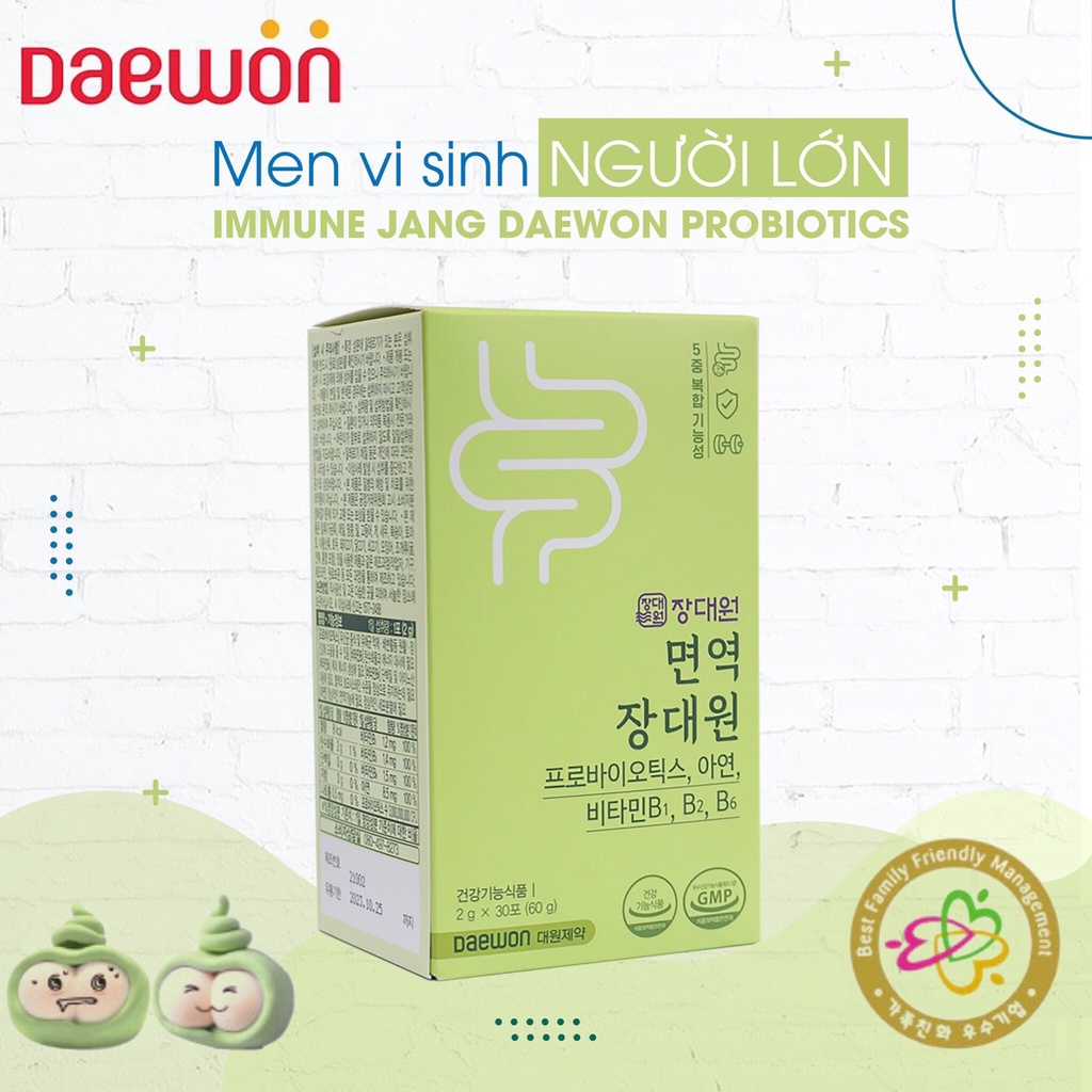 Men vi sinh Jang Daewon Hộp 30 gói - Dành cho người bị viêm đại tràng, ruột kích thích, rối loạn tiêu hóa, mẹ bầu táo bón, đầy hơi và người lớn