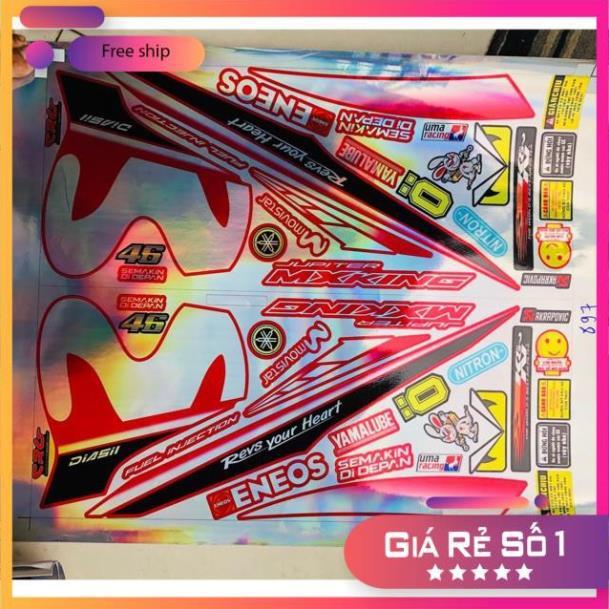 Tem rời exciter 150 movistar dán xe đỏ chất liệu Crom titan ánh 7 màu bảo hành màu sắc vĩnh viễn