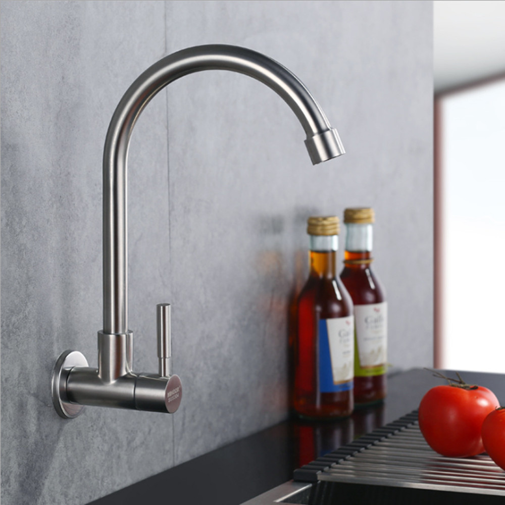 Vòi rửa chén bát âm tường inox 304 KAMA PL78-TS - Hàng chính hãng