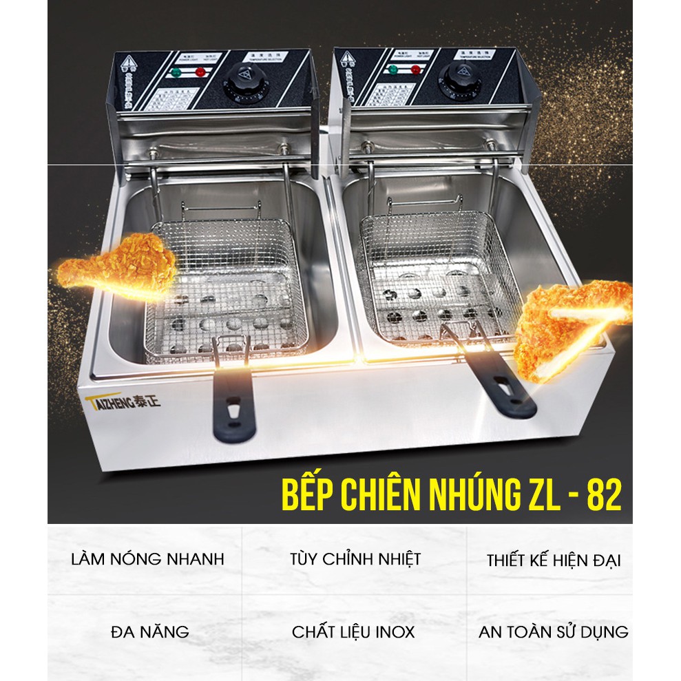 Bếp chiên, bếp nhúng đôi công nghiệp cao cấp ZL 82 NEWSUN, dung tích 11L - Hàng chính hãng