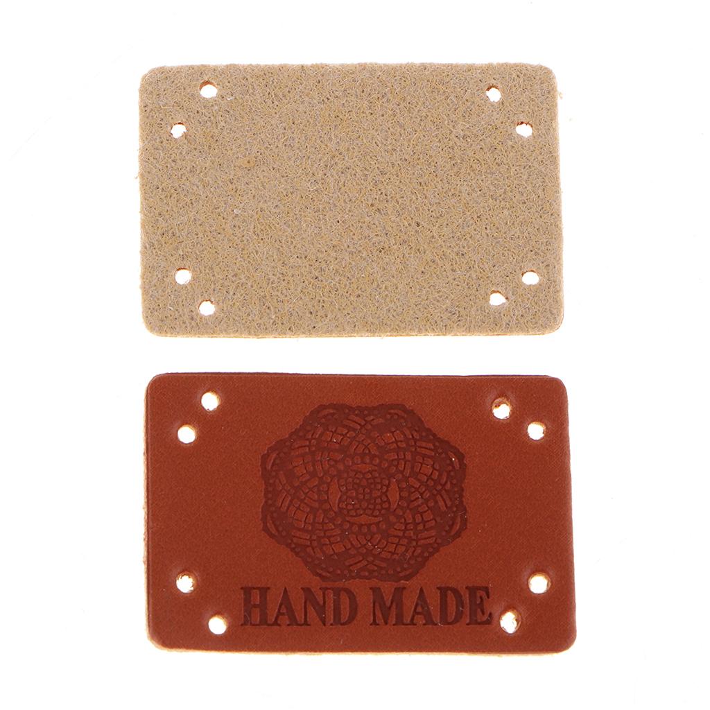 20 Miếng PU Leather Nhãn Handmade Tag Nhãn Embellishments Đồ Trang Trí
