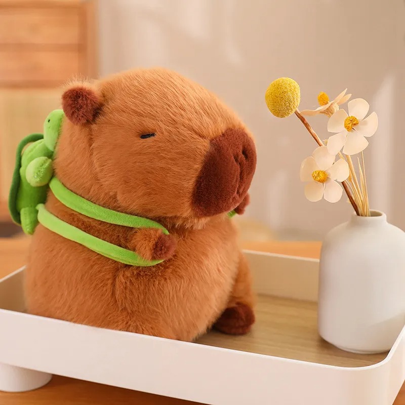 Thú nhồi bông Capybara đeo balo rùa xanh êm mịn dễ thương cao cấp - Size từ 25cm đến 35cm - Quà tặng gấu bông Capybara nhồi bông dễ thương - Gối ôm mềm mịn cho bé