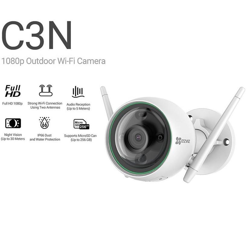Camera Wifi EZVIZ Ngoài Trời C3N (CS-CV310) 2.0MP 1080p có màu ban đêm,+ AI - Hàng Chính Hãng