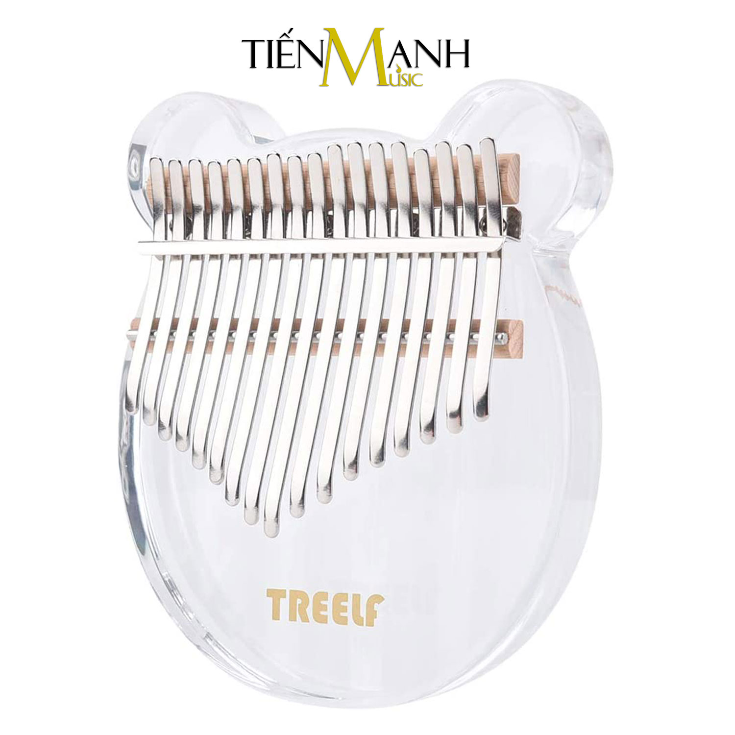 Đàn Kalimba Trong Suốt Treelf TF-17CB Hình Gấu - 17 Phím Acrylic TF17CB (Hộp cứng chống sốc, Búa chỉnh âm, Sticker dán note, Khăn lau, Sách học) - Kèm Móng Gẩy DreamMaker