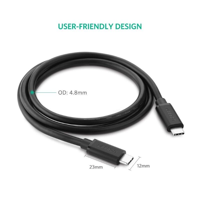 Ugreen UG50996US286TK 0.5M màu đen Dây USB 2 đầu Type C - HÀNG CHÍNH HÃNG