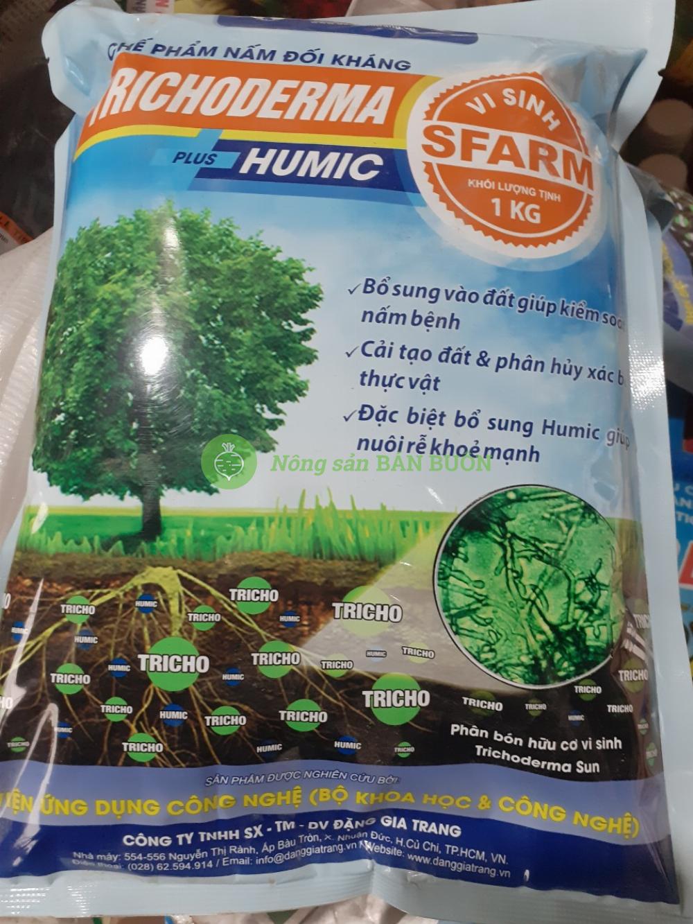Chế phẩm Nấm đối kháng Trichoderma Plus Humic 1kg - Vi Sinh SFarm Đặng Gia Trang