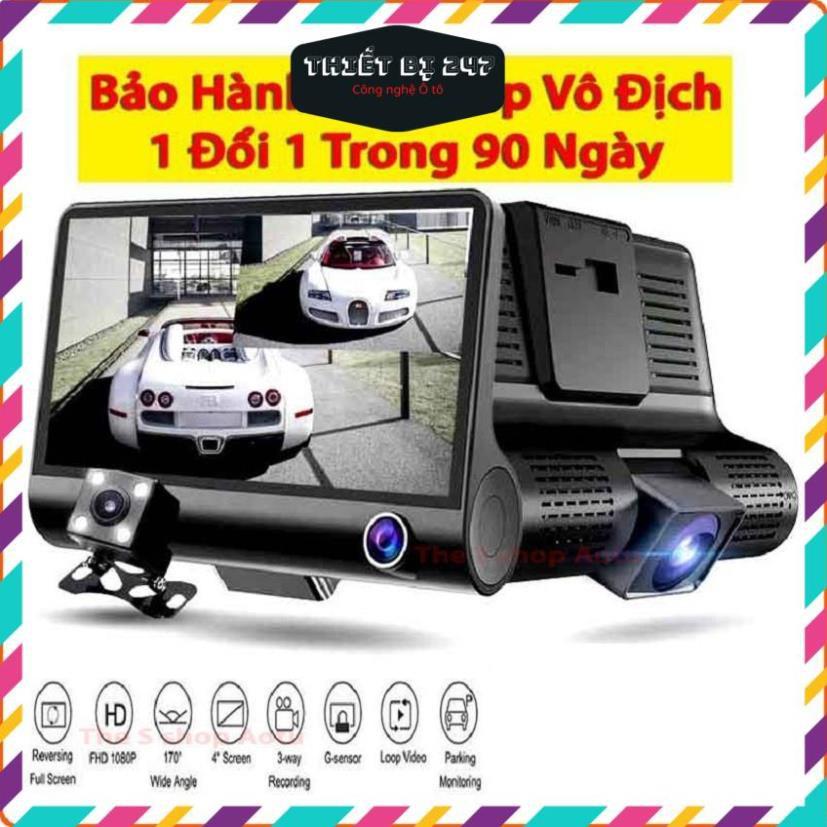 Camera Hành Trình Ô Tô 3 Mắt Camera, Màn Hình 4 Inh Full HD, Ghi Hình Đa Chiều, Có Chế Độ Ghi Đè Kèm Thẻ Nhớ 32G/64G