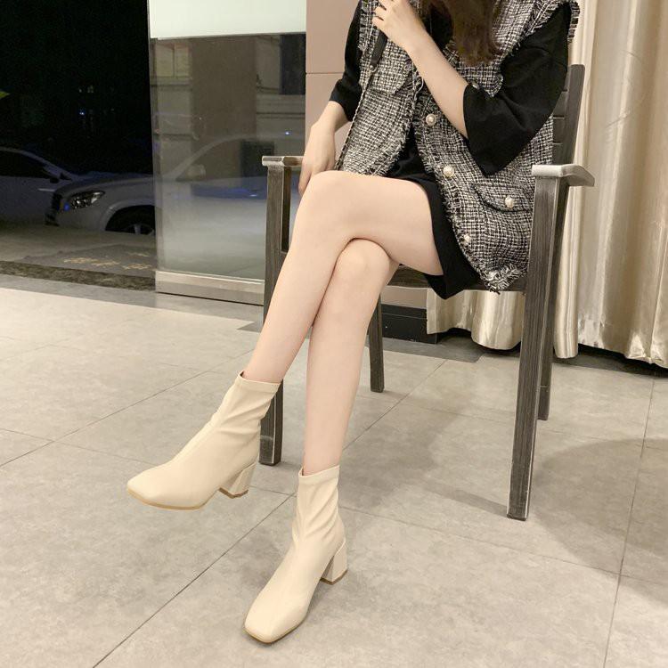 Giày Martin ngắn gót thấp nữ Hàn Quốc
