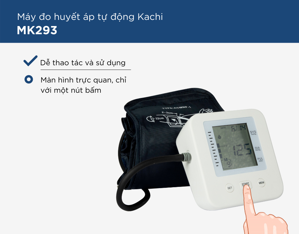 Máy đo huyết áp bắp tay Kachi MK293 - Hàng chính hãng