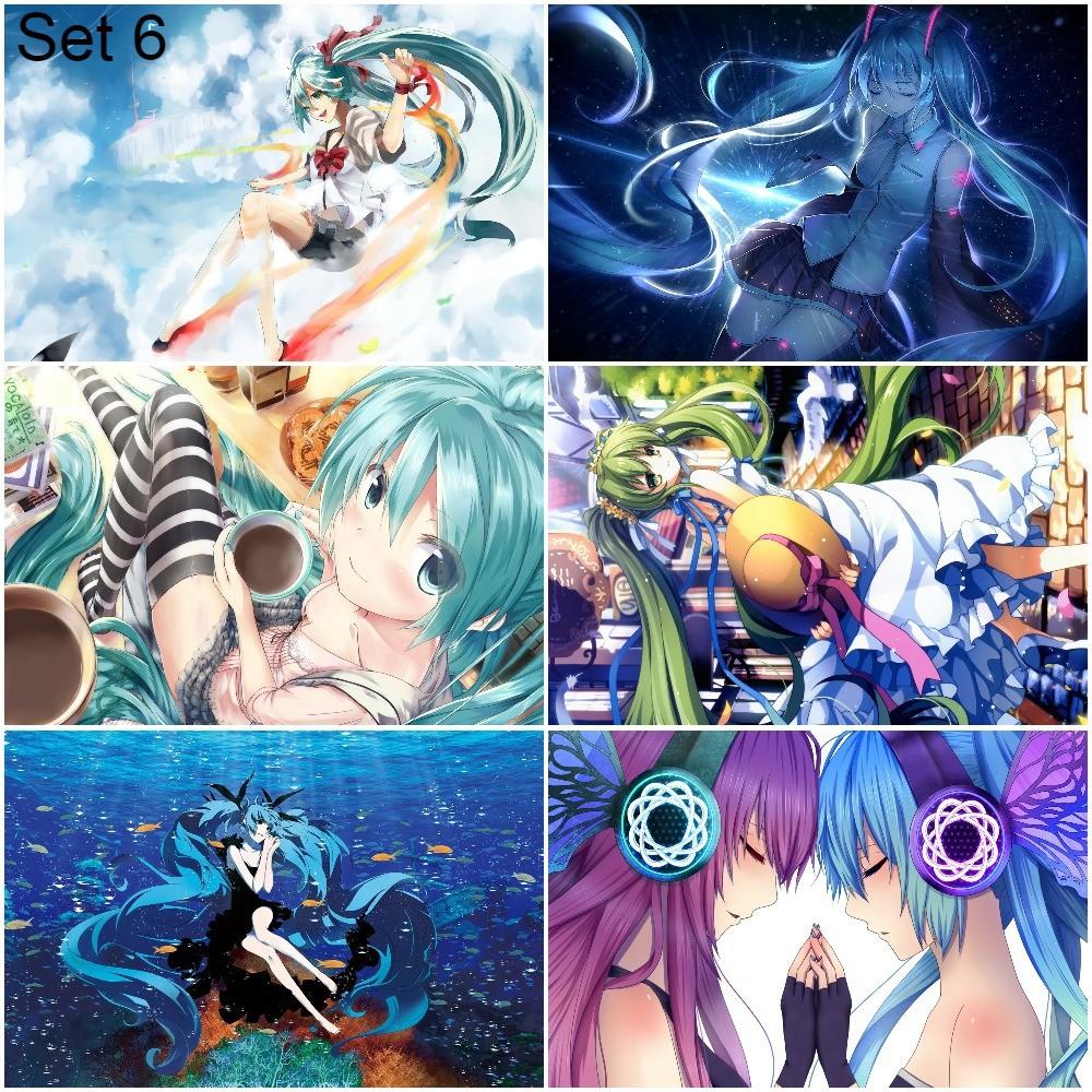 Bộ 6 Poster vocaloid Hatsume Miku (1) (bóc dán) - A3,A4,A5