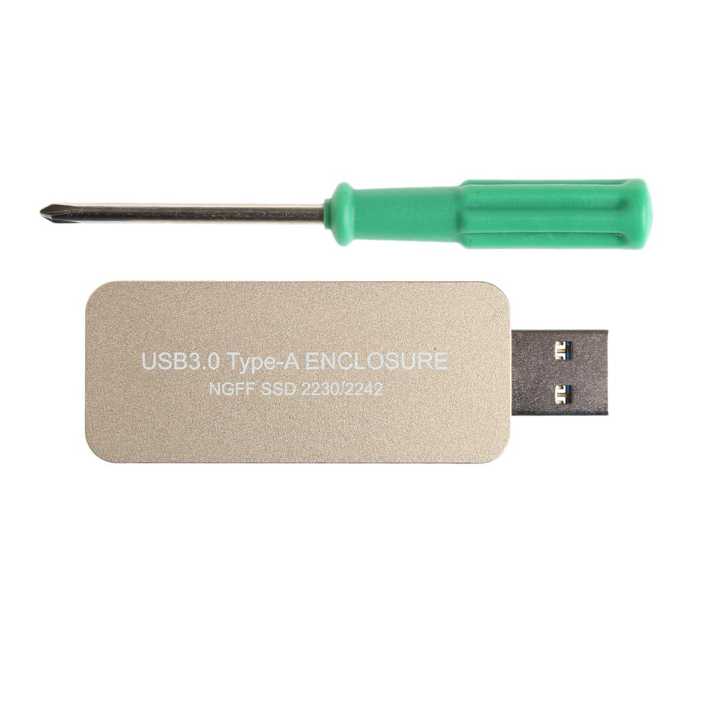 USB 3.0 to 2230/2242  M.2  SSD Enclosure Case  Box Gold