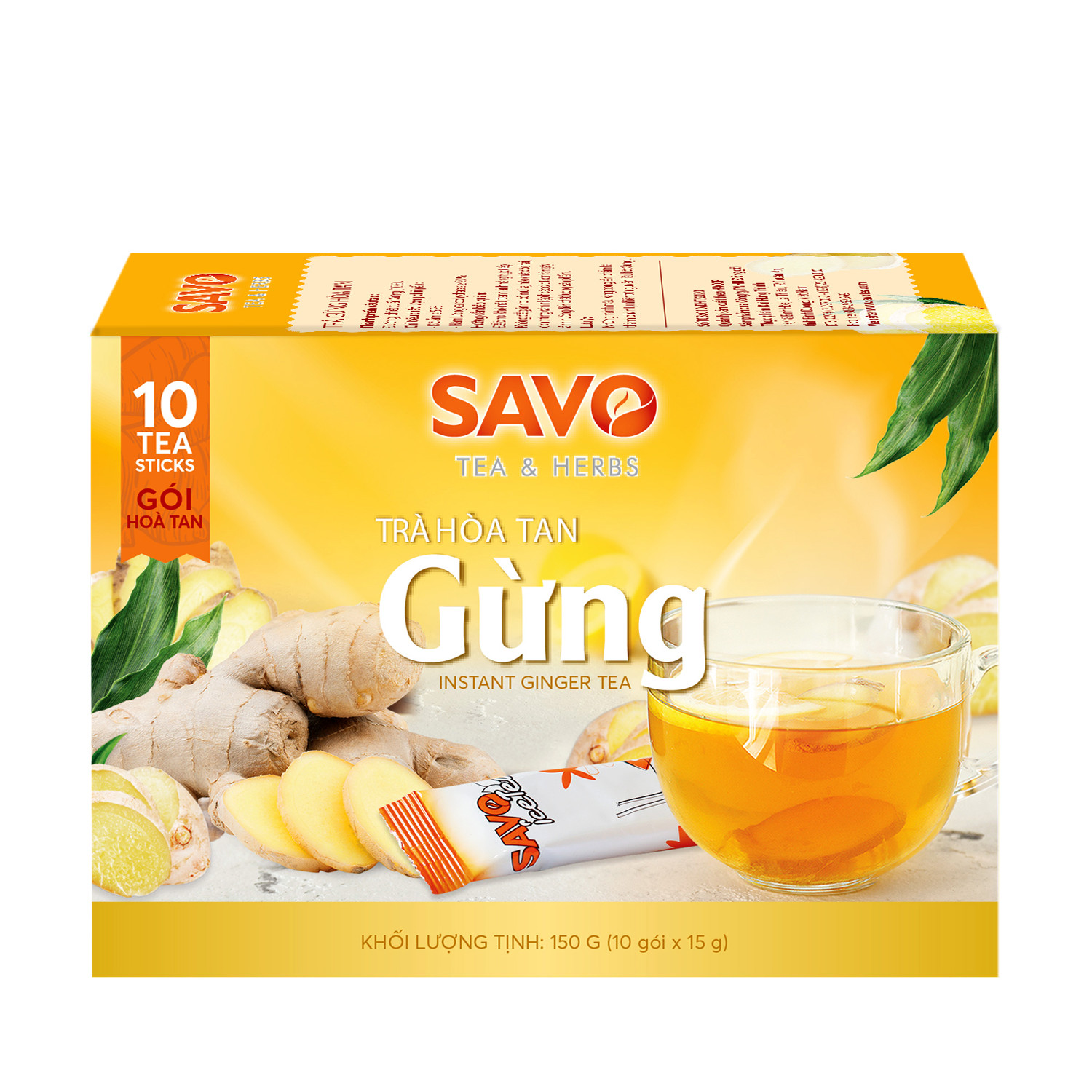 Trà Gừng Hòa Tan SAVO Tea (Ginger Tea) - 16 gói x 15g