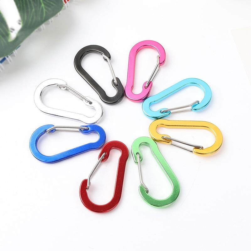 10pcs Multicolor Carabiner Keychain Alluminum Alloy D-ring Buckle Spring Carabiner Snap Hook Clip Keychains Outdoor Camping Tool